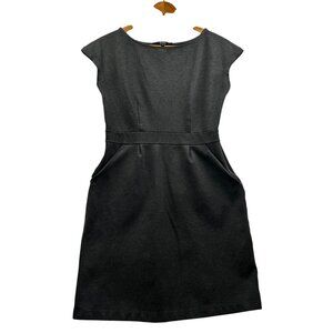 Quince Ultra-Stretch Sheath Ponte Cap Sleeve Dress Charcoal Gray Size M
